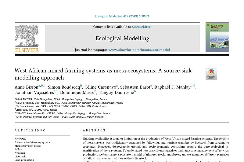 Nouvelle publication de l'UFR en agroécologie tropicale